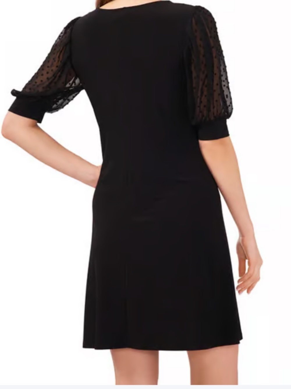 Womens MSK Short Sleeve Clip Dot Band Round Neck Shift Dress - Picture 11 of 11